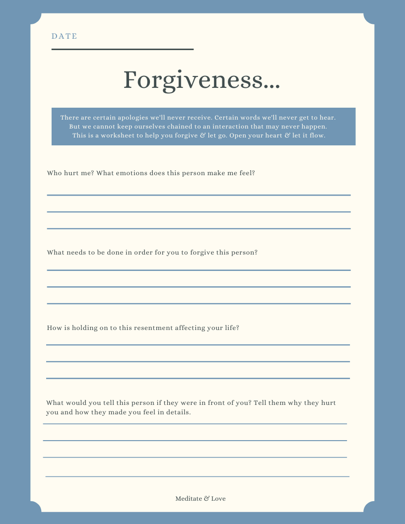 Printable Forgiveness Activity Sheets